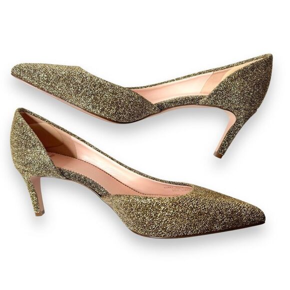 J. Crew Colette d'Orsay Pumps in Lurex Gold Metallic Glitter Heel Women’s Size 9 - Picture 5 of 11